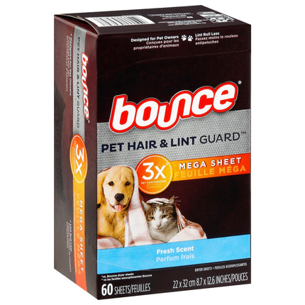 Bounce Fabric Softener Sheets Pet/Lint Remover - 60 CT 6 Pack
