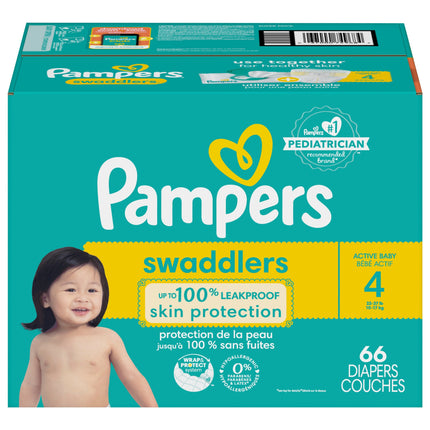 Pampers Swaddlers Size 4 Super Pack - 66 Diapers