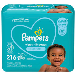 Pampers Wipes Complete Clean Baby Fresh Scent - 216 CT 4 Pack