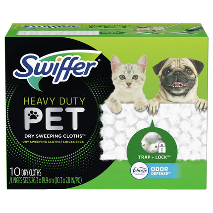 Swiffer Heavy Duty Pet Dry Sweeping Cloth - 10 CT 4 Pack