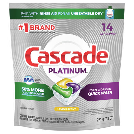 Cascade Platinum Lemon Actionpacs - 7.8 OZ 6 Pack