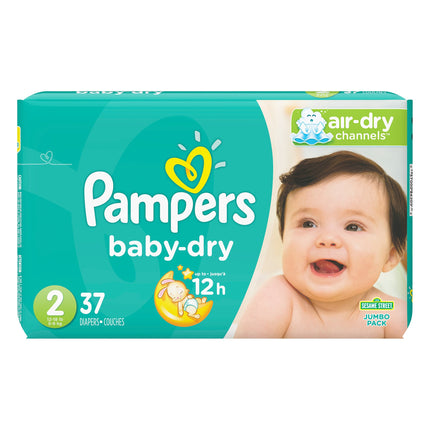 Pampers Diapers Baby Dry Jumbo Size 2 - 37 CT 4 Pack