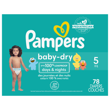 Pampers Diapers Baby Dry Case Size 5 - 78 Diapers