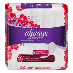 Always Discreet Very Light Long Liners - 44 CT 3 Pack