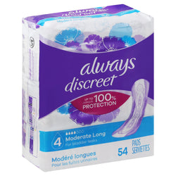 Always Discreet Moderate Long Pads - 54 CT 3 Pack