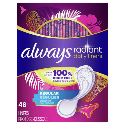 Always Radiant Regular Liners - 48 CT 6 Pack
