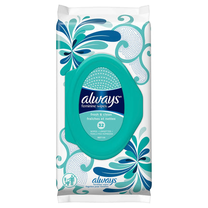 Always Feminine Wipe Fresh & Clean - 32 CT 4 Pack