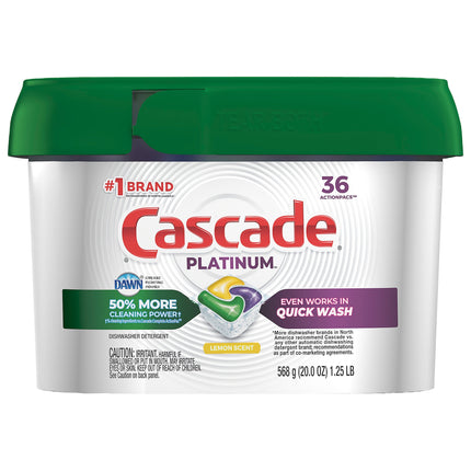 Cascade Platinum Lemon Actionpacs - 20 OZ 6 Pack