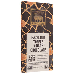 Endangered Species Dark Chocolate With Hazelnut & Toffee - 3 OZ 12 Pack