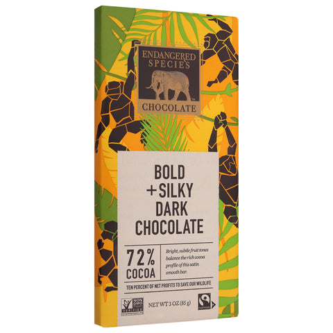 Endangered Species Dark Chocolate With 72% Cocoa - 3 OZ 12 Pack