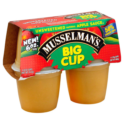 Musselman's Applesauce Unsweetened Big Cup - 24 OZ 12 Pack