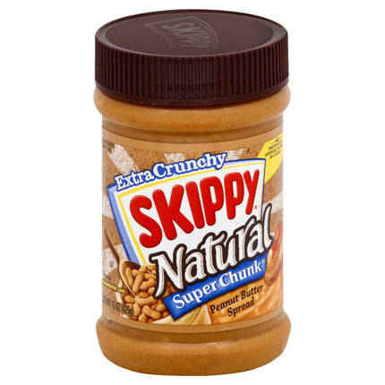 Skippy Natural Peanut Butter Chunky - 15 OZ 12 Pack