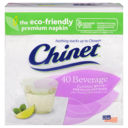 Chinet Classic White Beverage Napkins - 40 CT 12 Pack