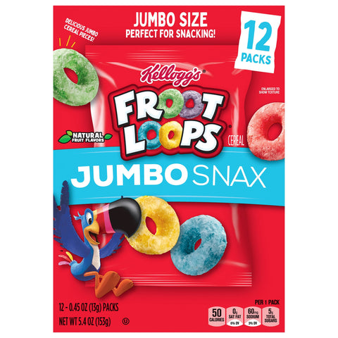 Kellogg's Froot Loops Jumbo Snax - 5.4 OZ 4 Pack
