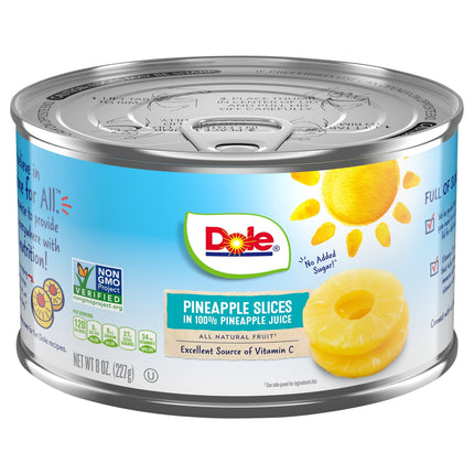 Dole Pineapple Slices In 100% Juice - 8 OZ 12 Pack