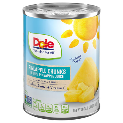 Dole Pineapple Chunks In 100% Juice - 20 OZ 12 Pack