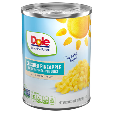 Dole Pineapple Crushed In 100% Juice - 20 OZ 12 Pack