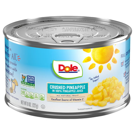 Dole Pineapple Crushed In 100% Juice - 8 OZ 12 Pack
