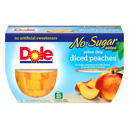 Dole Fruit Cups Diced Peaches No Sugar Added - 16 OZ 6 Pack