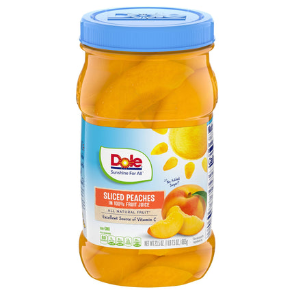 Dole Fruit Jar Peaches Sliced In 100% Juice - 23.5 OZ 8 Pack