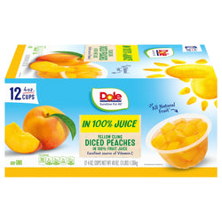 Dole Fruit Cups Diced Peaches - 4 OZ Cups 12 Pack