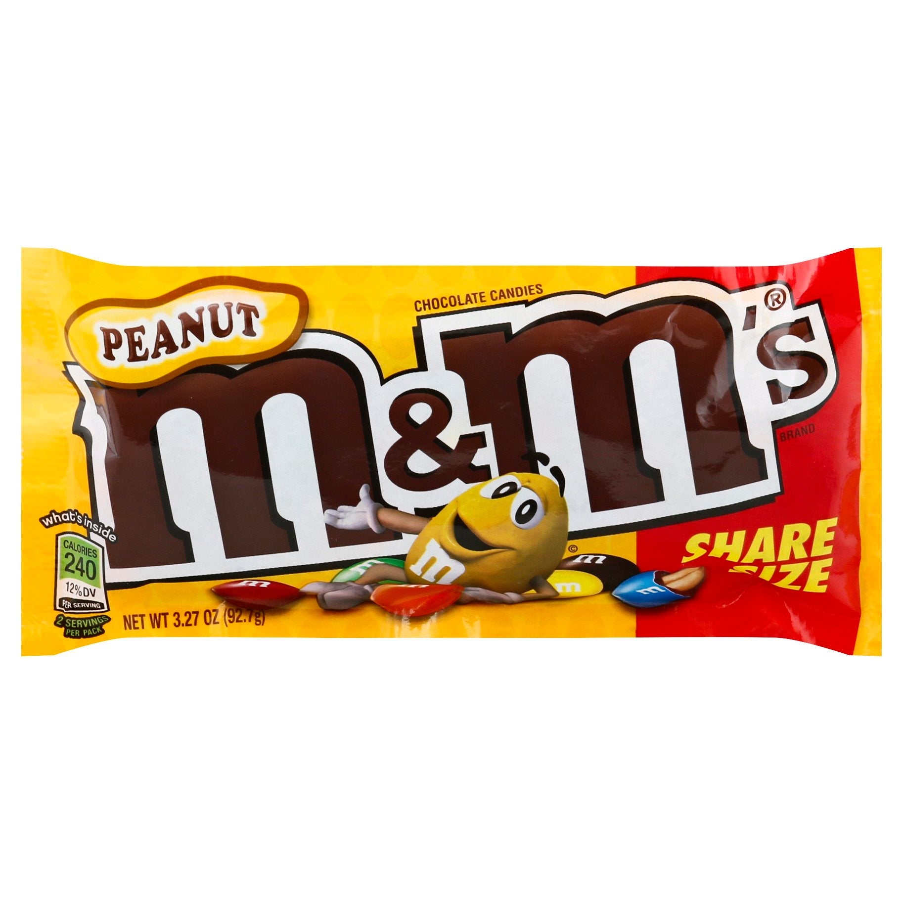 M&M's Chocolate Candy, Peanut, Share Size, 3.27 oz, 24-count