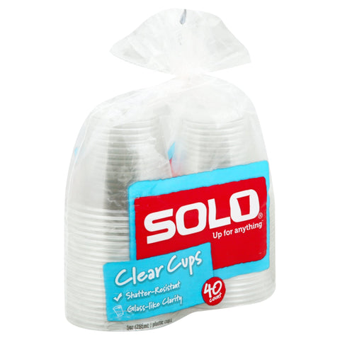 Solo Cup Plastic Clear - 40 CT 12 Pack