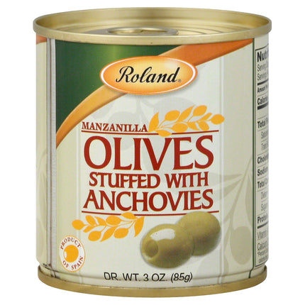Roland Manzanilla Olives Stuffed With Anchovies - 3 OZ 12 Pack