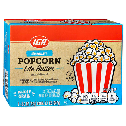 IGA Popcorn Microwave Light Butter - 8.7 OZ 12 Pack