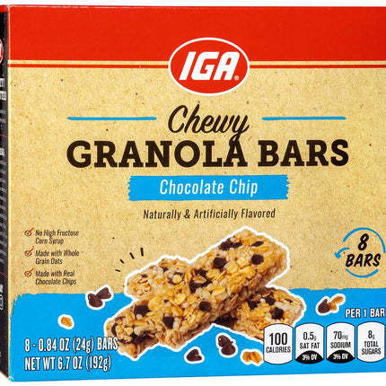 IGA Chewy Chocolate Chip Granola Bar - 6.7 OZ 12 Pack