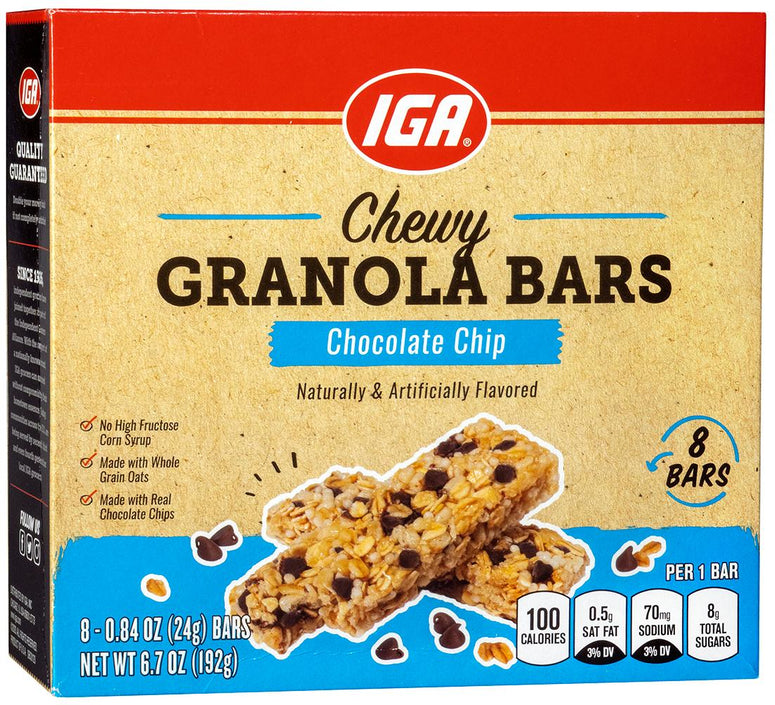 IGA Chewy Chocolate Chip Granola Bar 6.7 OZ 12 Pack StockUpExpress