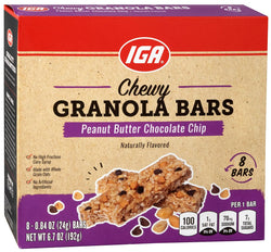 IGA Chewy Peanutbutter Chocolate Chip Granola Bar - 6.7 OZ 12 Pack