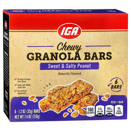 IGA Sweet & Salty Peanut Granola Bar - 7.4 OZ 12 Pack