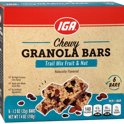 IGA Chewy Trail Mix Granola Bar - 7.4 OZ 12 Pack