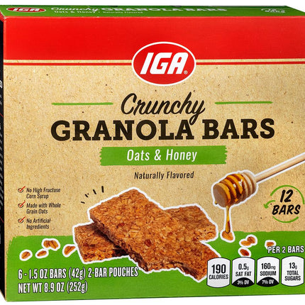 IGA Crunchy Oat & Honey Granola Bar - 8.9 OZ 12 Pack