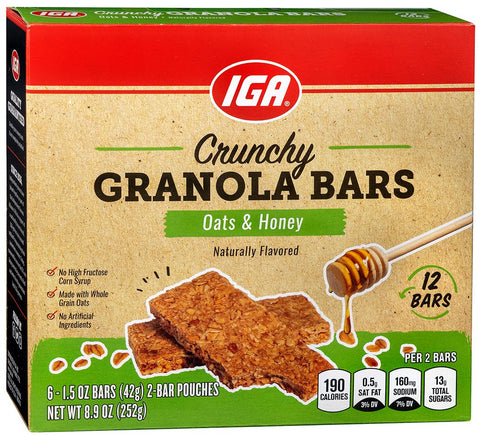 IGA Crunchy Oat & Honey Granola Bar - 8.9 OZ 12 Pack