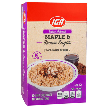 IGA Oatmeal Instant Maple Brown Sugar - 15.1 OZ 12 Pack