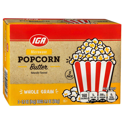 IGA Popcorn Microwave Butter - 9.9 OZ 12 Pack