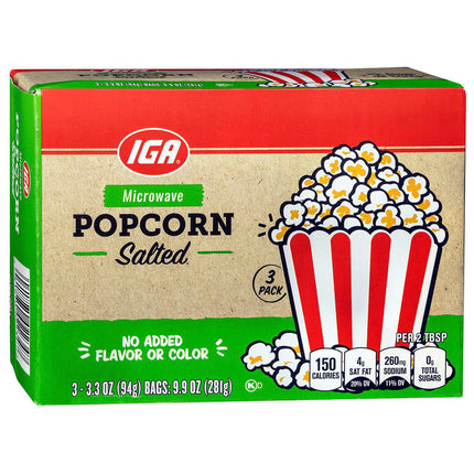 IGA Popcorn Microwave Natural - 9.9 OZ 12 Pack