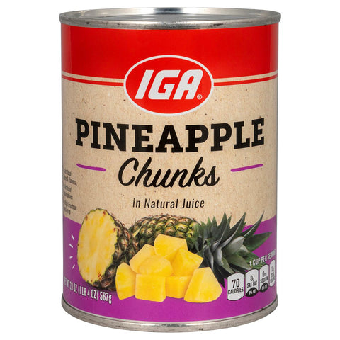IGA Pineapple Chinks In Juice - 20 OZ 24 Pack