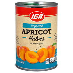 IGA Fruit Apricot Halves Unpeeled In Heavy Syrup - 15.25 OZ 24 Pack