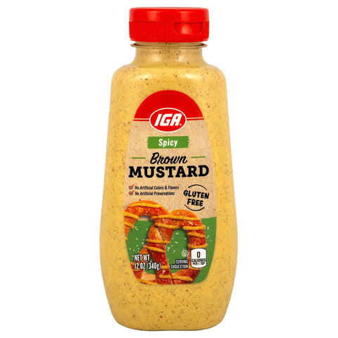 IGA Mustard Spicy Brown Squeeze - 12 OZ 12 Pack