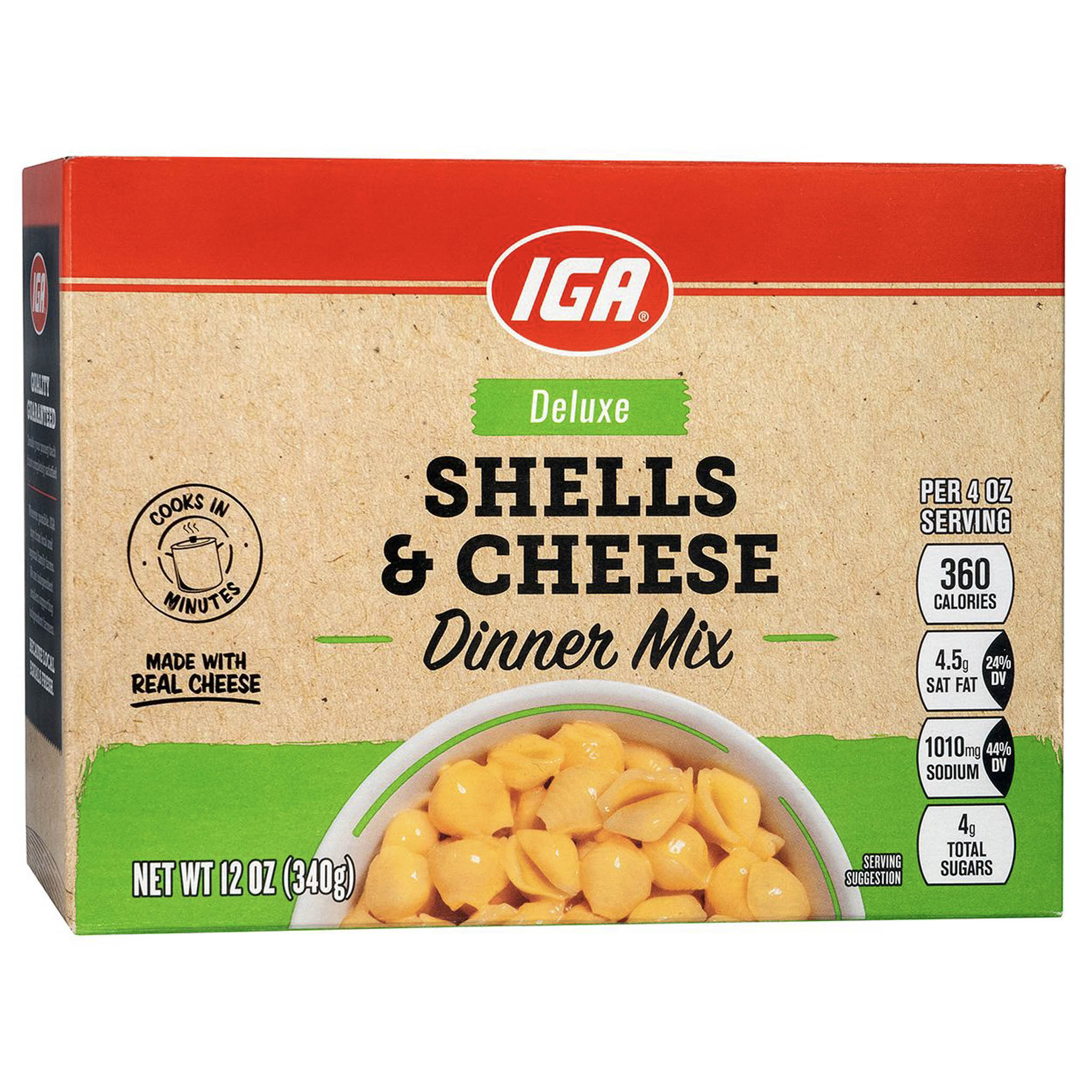 IGA Pasta Deluxe Shells & Cheddar - 12 OZ 12 Pack – StockUpExpress