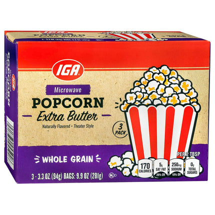 IGA Popcorn Microwave Extra Butter - 9.9 OZ 12 Pack
