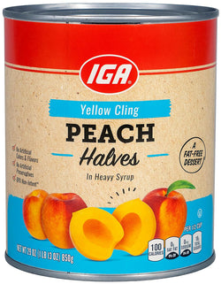 IGA Fruit Peaches Halves In Heavy Syrup - 29 OZ 12 Pack