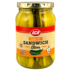 IGA Pickles Kosher Dill Sandwich Slices - 16 FZ 12 Pack