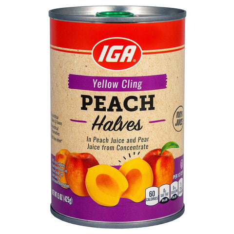 IGA Peach Halves 100% Juice - 15 OZ 24 Pack