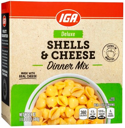 IGA Shells & Cheese Deluxe Family Size - 24 OZ 12 Pack