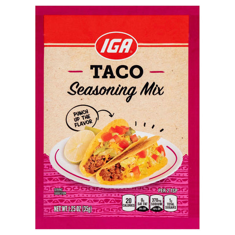 IGA Seasoning Mix Taco - 1.25 OZ 24 Pack