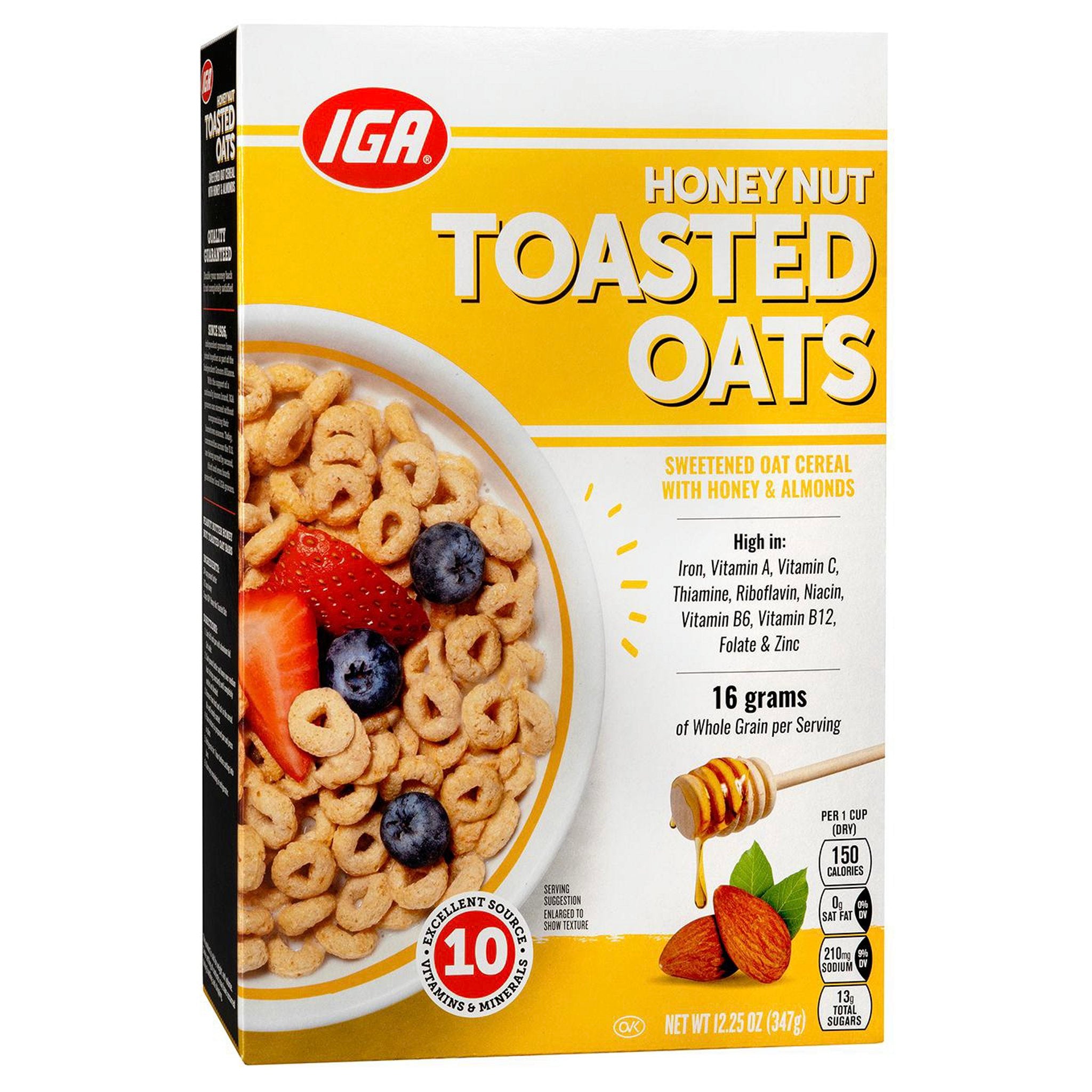 IGA Cereal Honey Nut Toasted Oats 12.25 OZ 12 Pack StockUpExpress